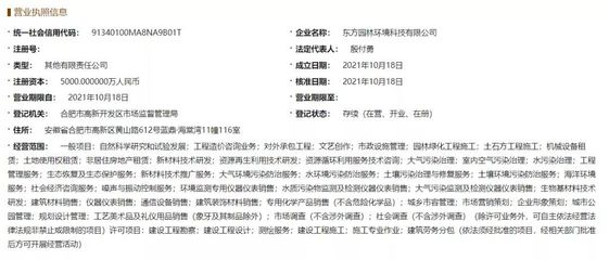 東方園林落子安徽 新公司布局新材料技術(shù)推廣服務(wù)